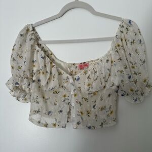 Sheer Floral White Crop Top